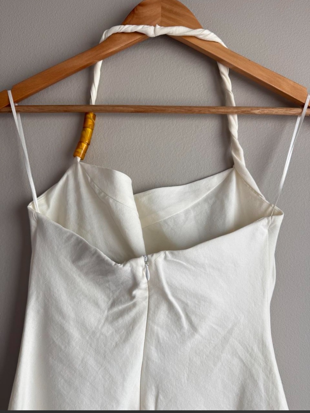 Zara Cream Halter Mini Dress with Bead Detail - Picture 4 of 5